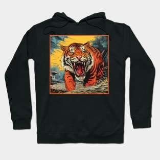 Colorful Tiger Cartoon Vintage Bengals Tiger Drawing Comics Fearless Tiger Hoodie